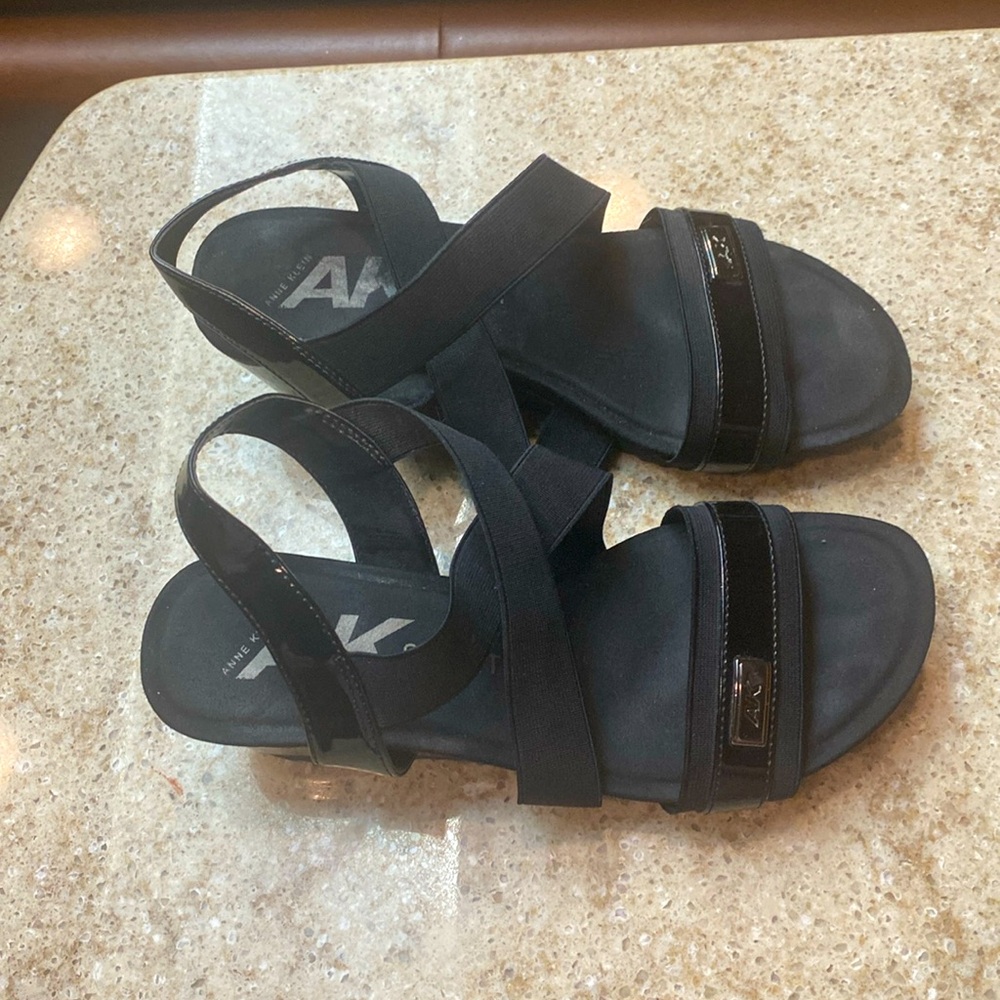 Anne Klein Sport KindHeart Black Slingback Open Toe Sandals Size 7